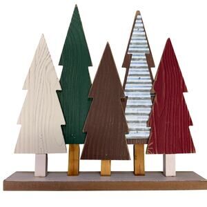 Rustic Wood & Metal Christmas Tree Farmhouse Tabletop Holiday Centerpiece Decor